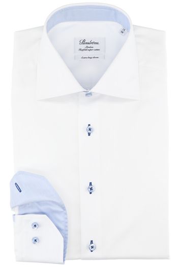 Wit katoenen hemd slim fit met extra lange mouwen Stenströms