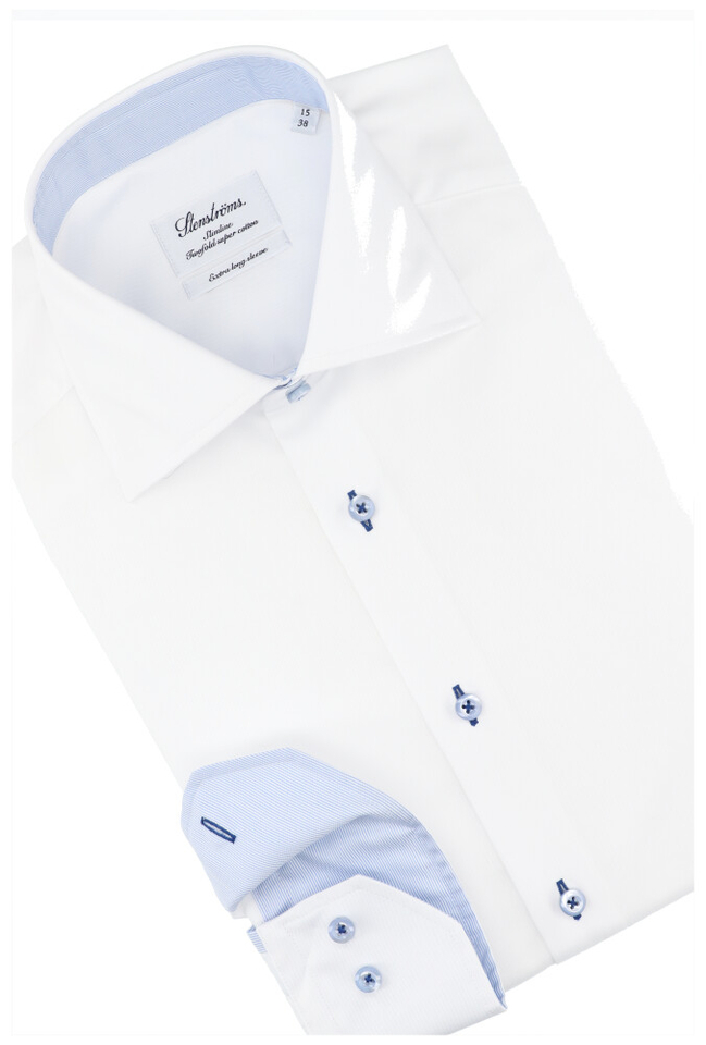 Wit katoenen hemd slim fit met extra lange mouwen Stenströms