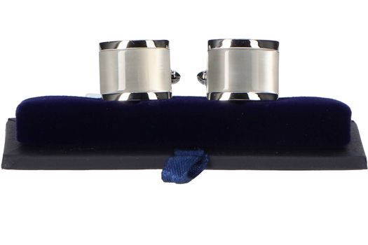 Zilverkleurige manchetteknopen met wit detail Profuomo Michaelis