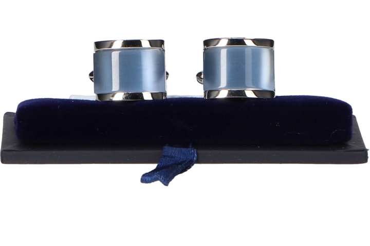 Zilverkleurige manchetteknopen met lichtblauw detail Profuomo Michaelis