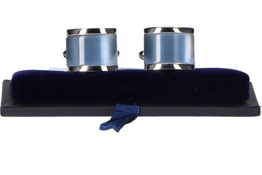 Zilverkleurige manchetteknopen met lichtblauw detail Profuomo Michaelis