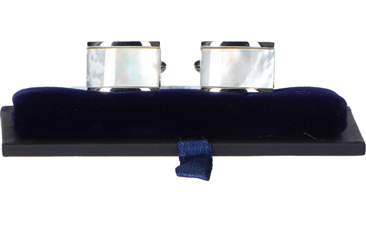 Zilverkleurige manchetteknopen met parelmoerkleurig detail Profuomo Michaelis