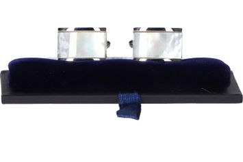Zilverkleurige manchetteknopen met parelmoerkleurig detail Profuomo Michaelis