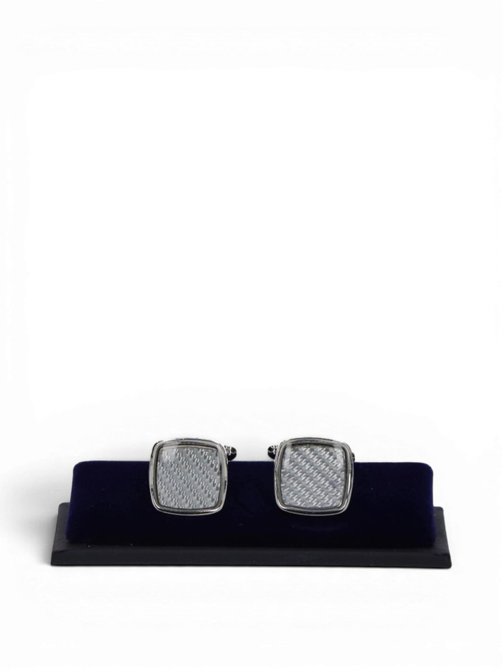 Zilverkleurige manchetteknopen met blauw detail Profuomo Michaelis