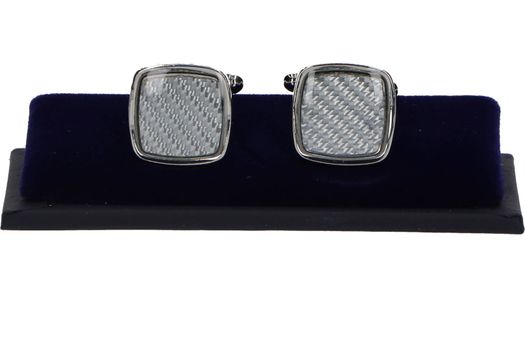 Zilverkleurige manchetteknopen met blauw detail Profuomo Michaelis