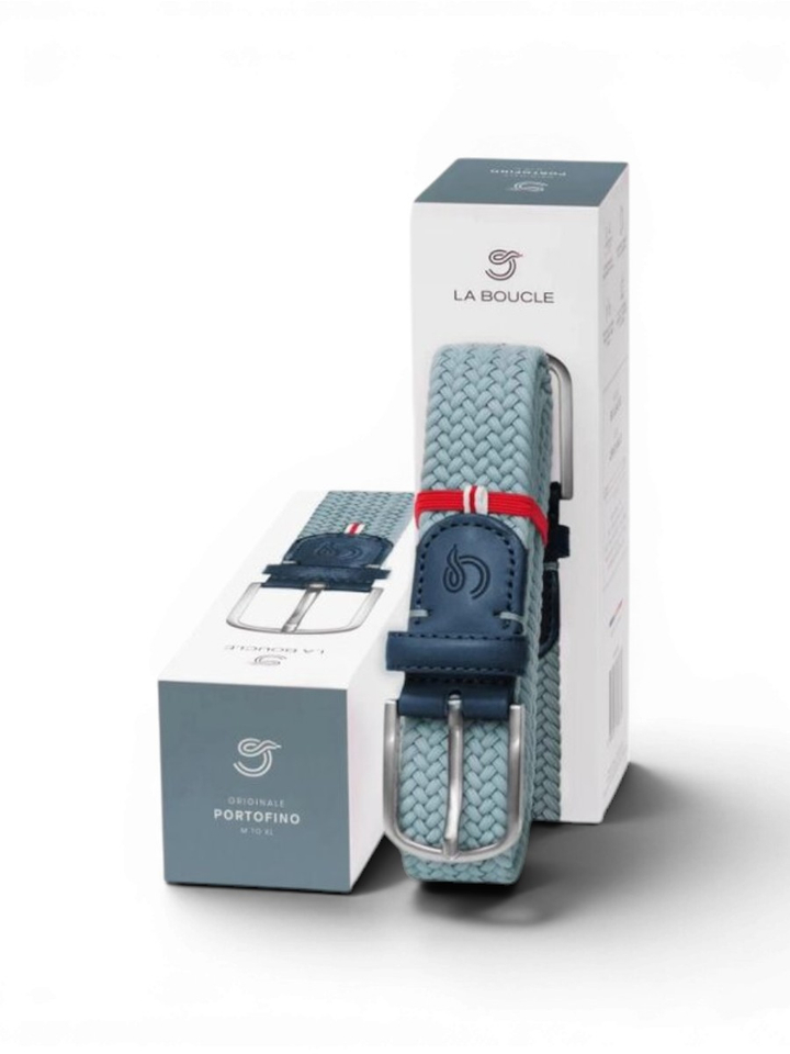 Monofaded blue riem met zilverkleurige gesp Portofino La Boucle