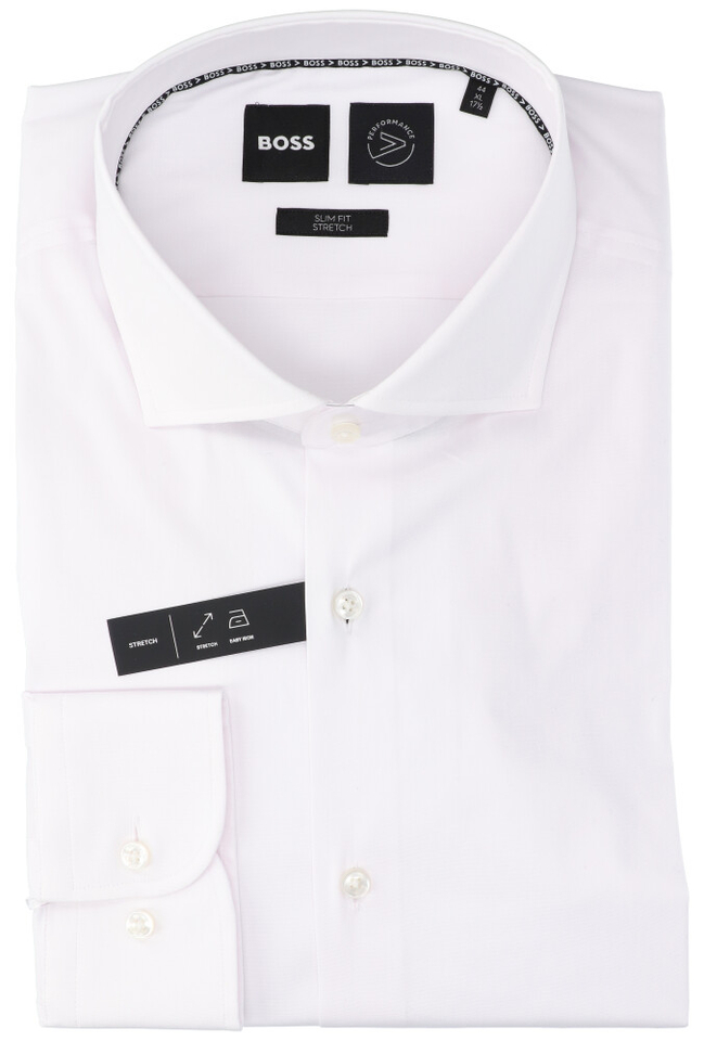 Wit katoenen gekleed hemd slim fit stretch met extra lange mouwen Boss