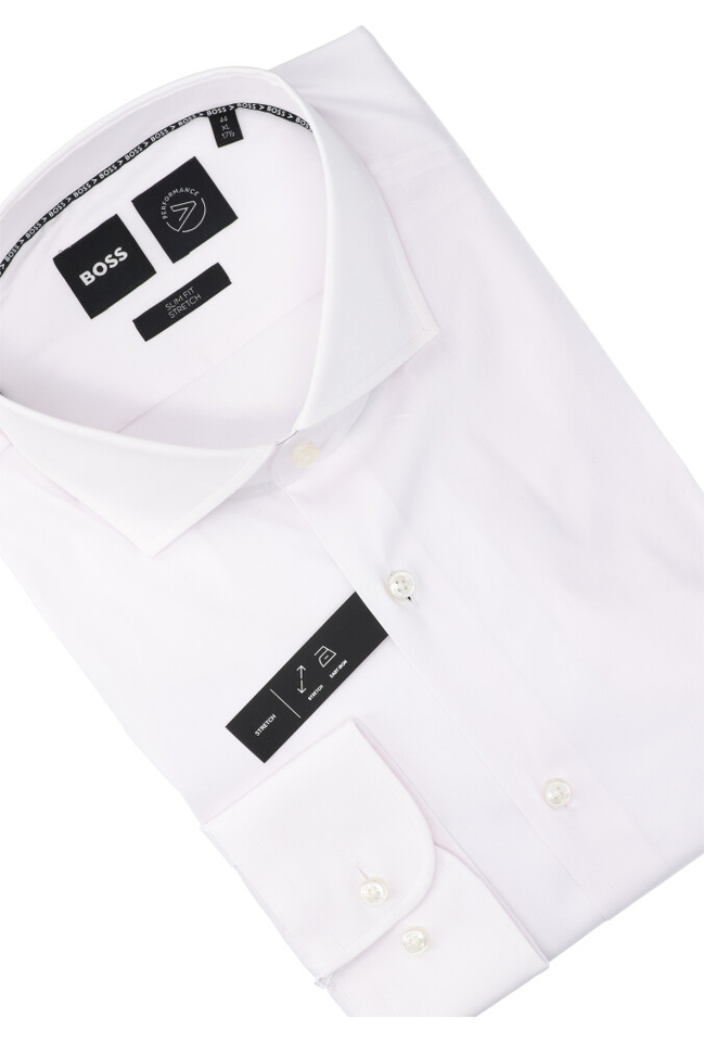 Wit katoenen gekleed hemd slim fit stretch met extra lange mouwen Boss