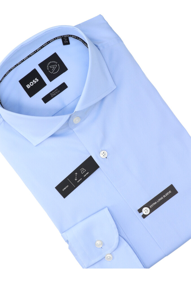 Blauw hemd slim fit met extra lange mouwen Boss 