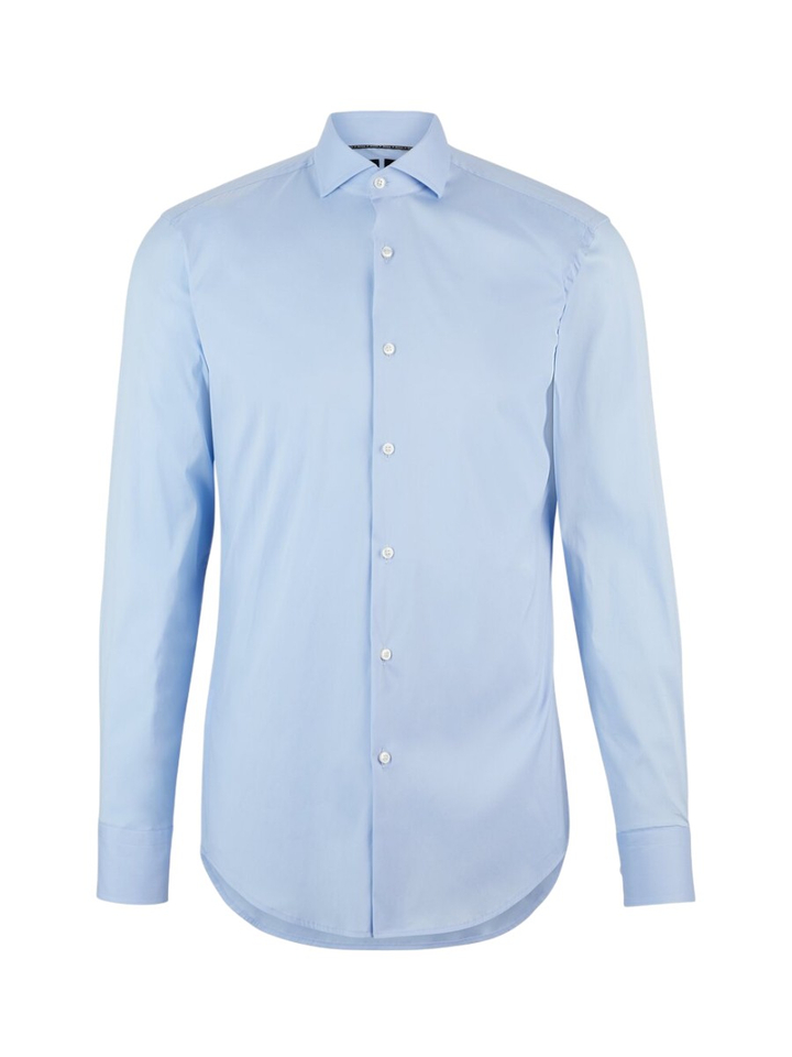 Blauw hemd slim fit met extra lange mouwen Boss