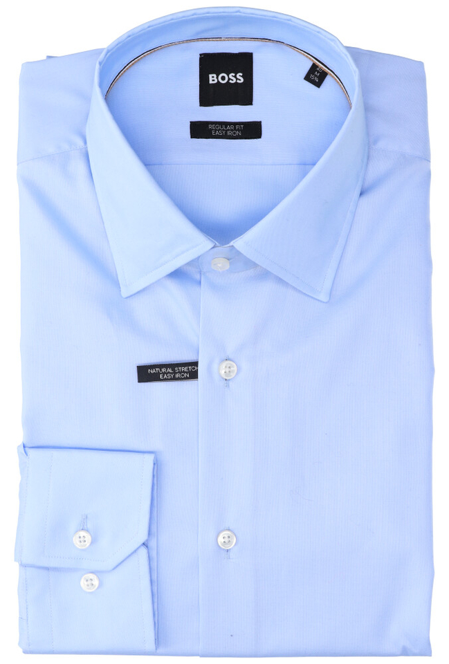 Light/Pastel Blue katoenen hemd regular fit met lange mouwen Boss