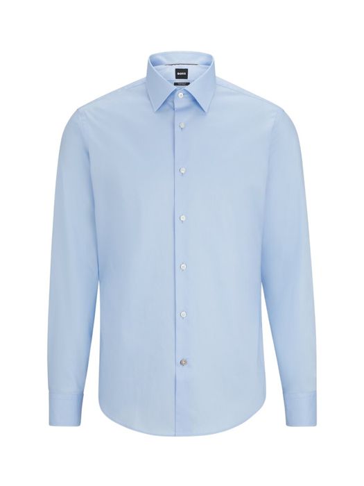 Light/Pastel Blue katoenen hemd regular fit met lange mouwen Boss