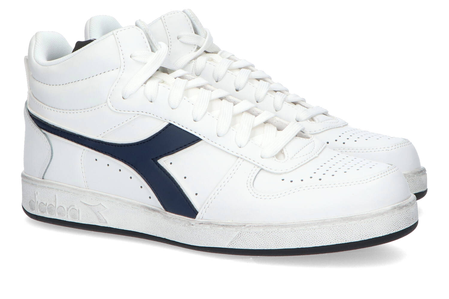 Witte hoge sneakers met blauwe afwerking Diadora