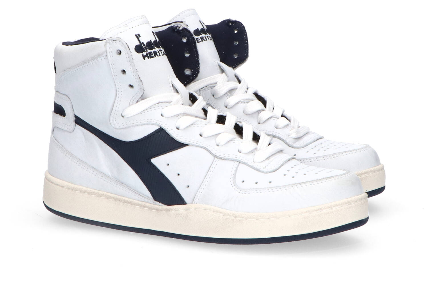 Hoge witte sneakers met blauwe details Diadora Heritage