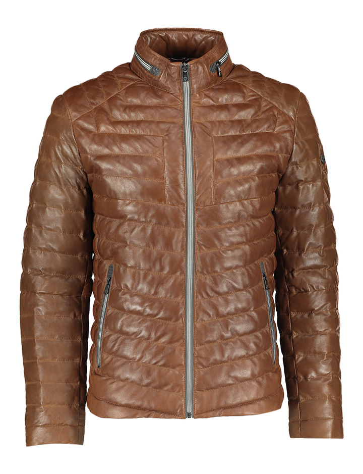 Cognac lederen jas Malik Milestone