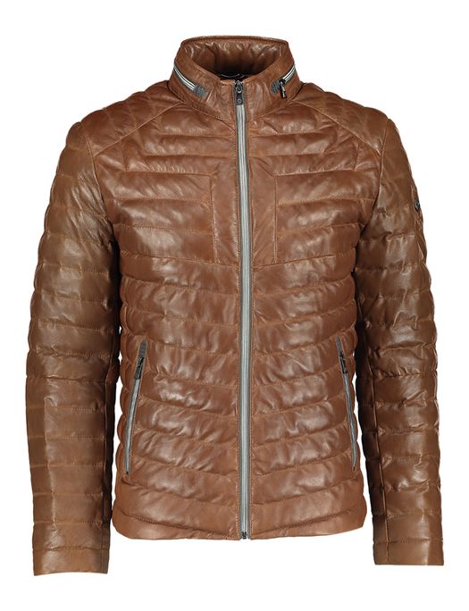 Cognac lederen jas Malik Milestone