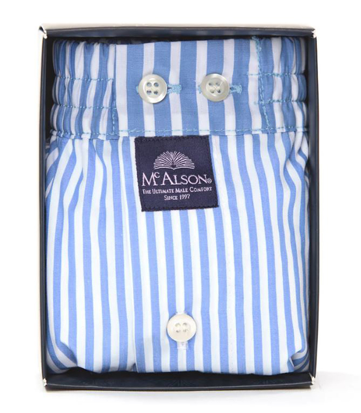 Wit met blauwe boxershort in krijtstreep Mc Alson 