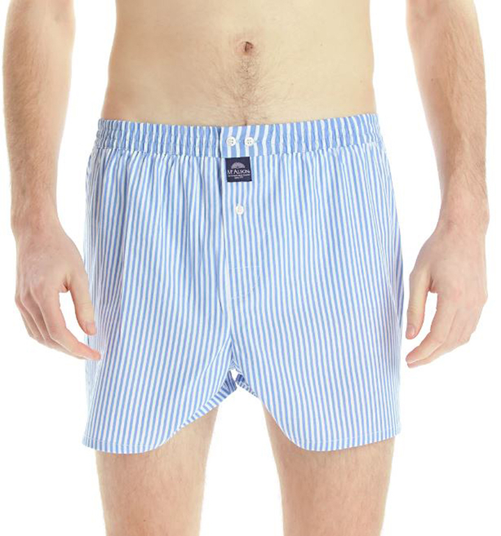 Wit met blauwe boxershort in krijtstreep Mc Alson 