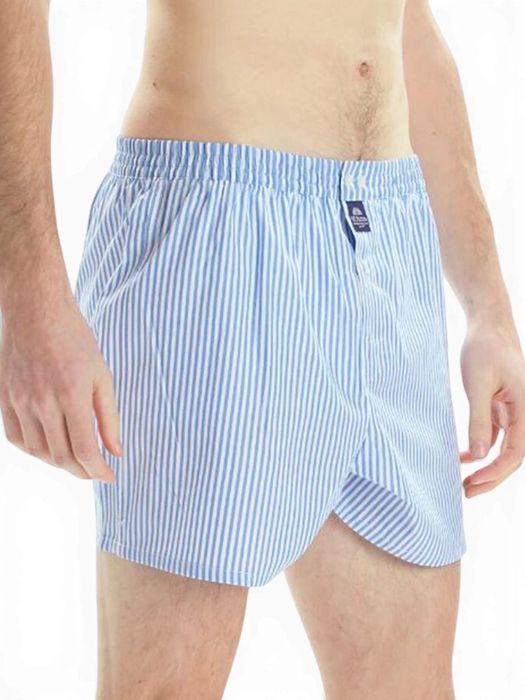 Wit met blauwe boxershort in krijtstreep Mc Alson