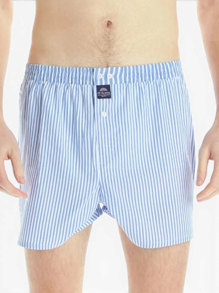 Wit met blauwe boxershort in krijtstreep Mc Alson 