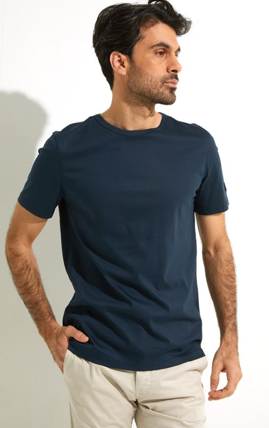 Blauwe t-shirt met ronde hals Mos Mosh