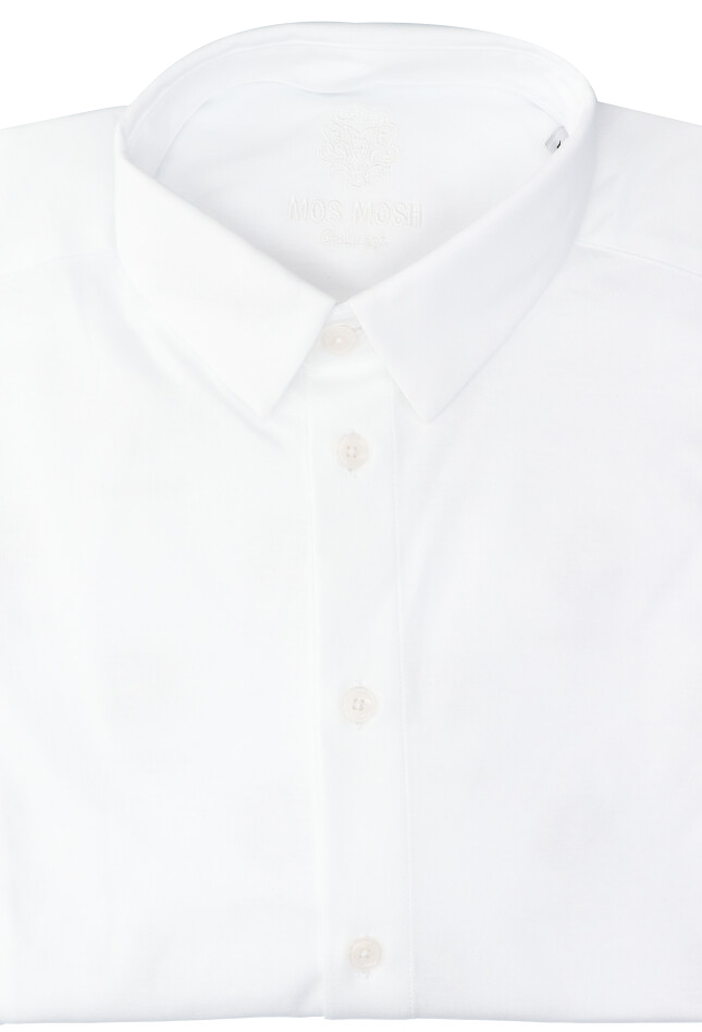 Wit katoenen hemd slim fit met lange mouwen Mos Mosh 