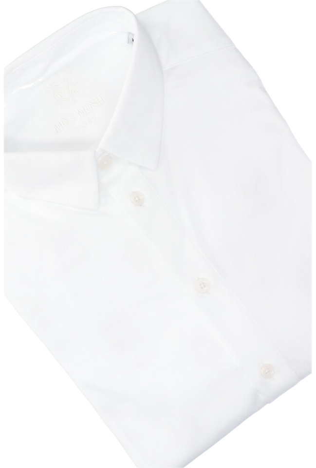 Wit katoenen hemd slim fit met lange mouwen Mos Mosh 