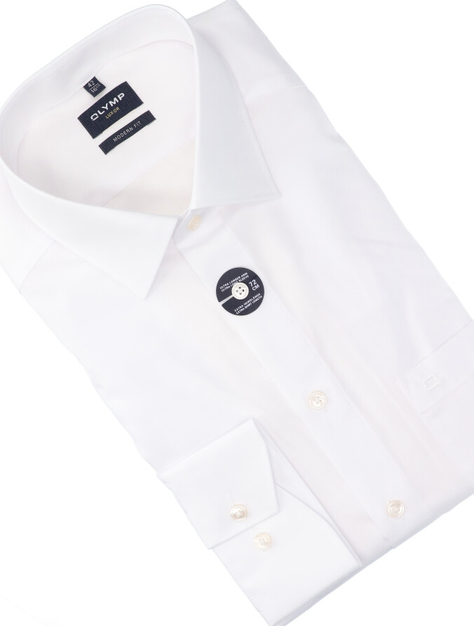 Wit katoenen gekleed hemd regular fit met extra lange mouwen Olymp 