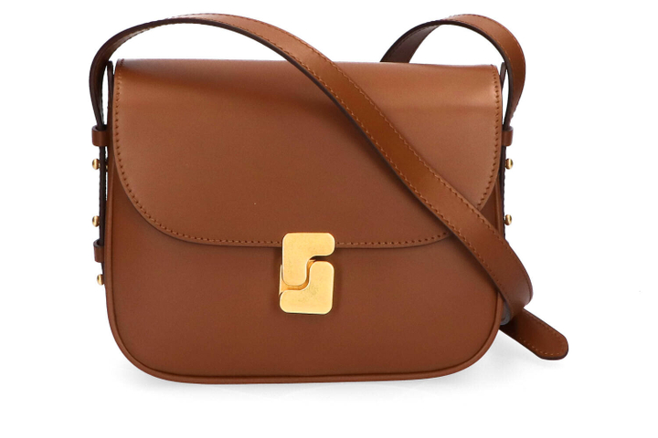 Cognackleurige crossbody met goudkleurige sluiting Soeur