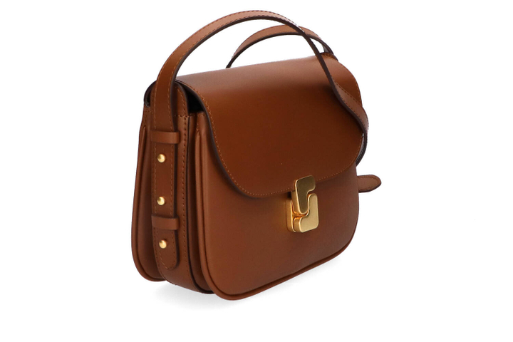 Cognackleurige crossbody met goudkleurige sluiting Soeur