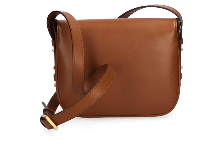Cognackleurige crossbody met goudkleurige sluiting Soeur