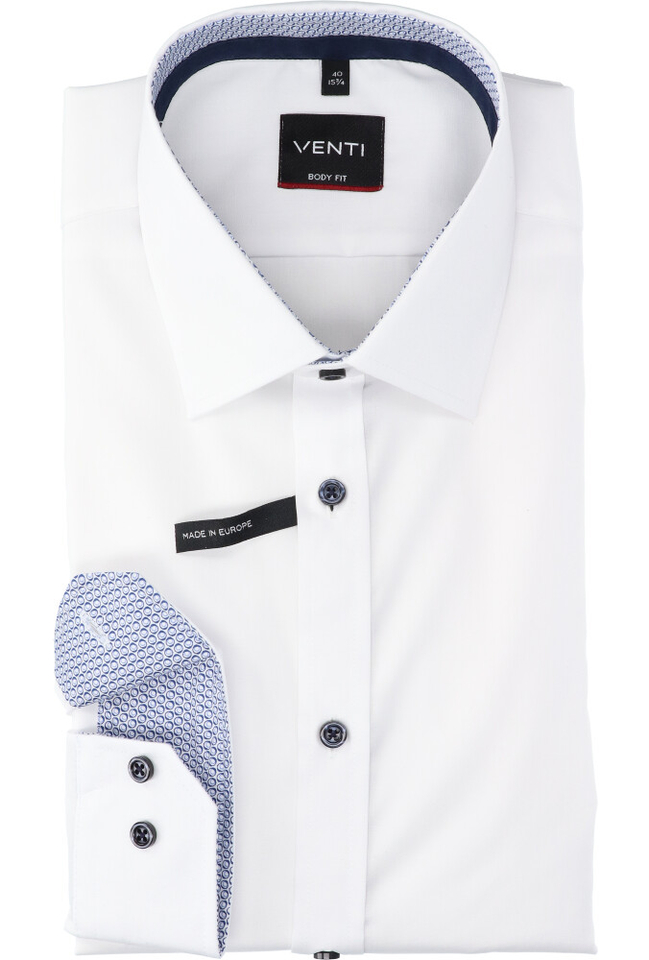 wit katoenen hemd slim fit met lange mouwen Venti