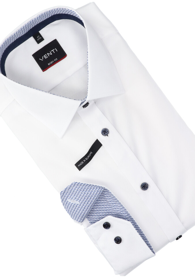 wit katoenen hemd slim fit met lange mouwen Venti