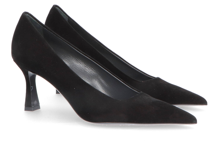 Zwart suede pump met trechterhak Natan 