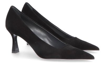 Zwart suede pump met trechterhak Natan