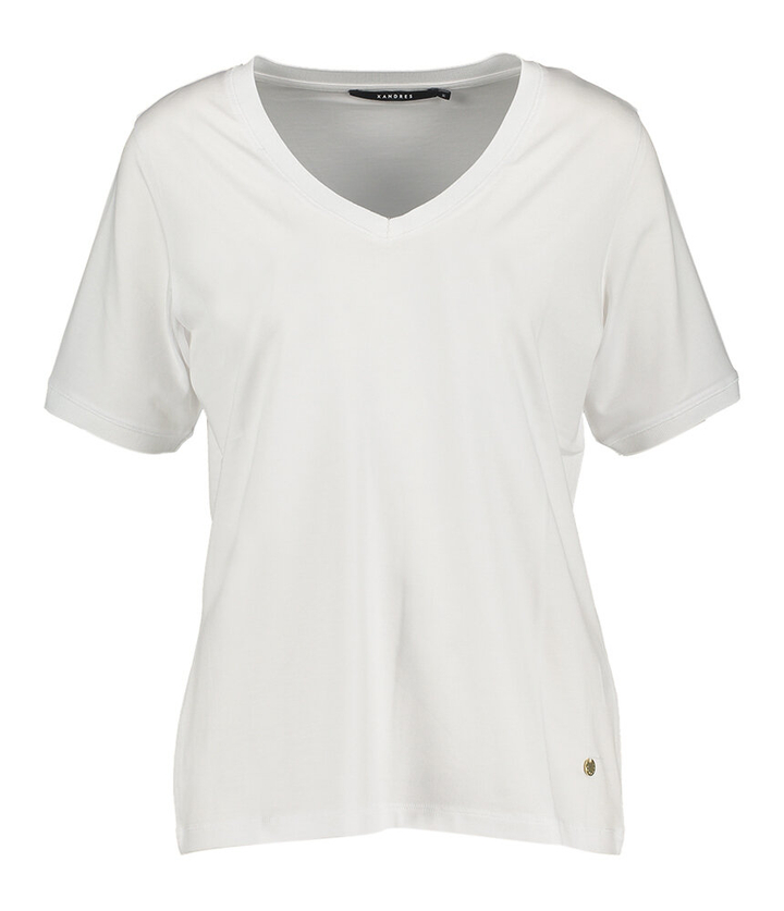 Witte t-shirt met V-hals Xandres