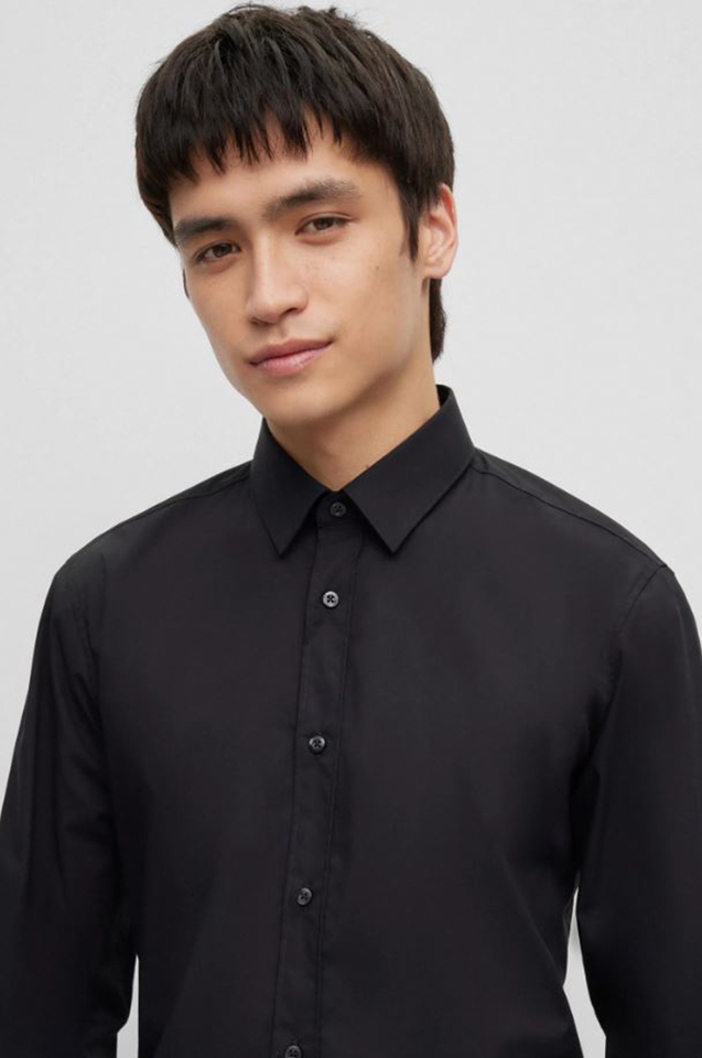 Zwart klassiek hemd Elisha Hugo Boss