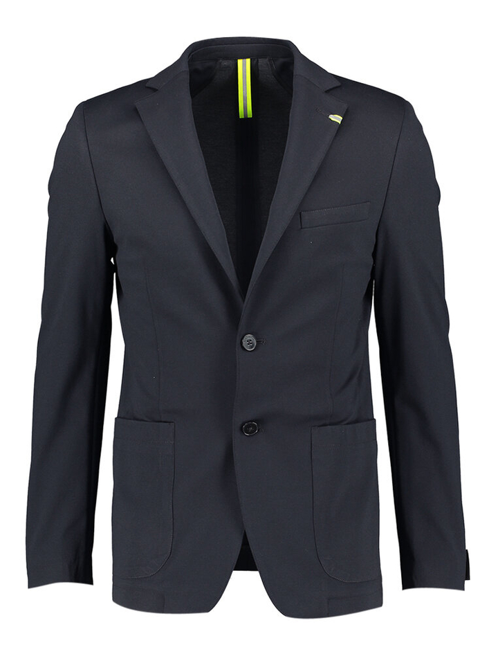 Donkerblauwe blazer met fluogele accenten Benvenuto
