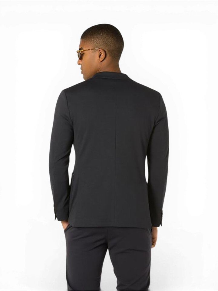 Donkerblauwe blazer met fluogele accenten Benvenuto