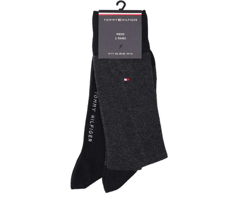 2-pack kousen zwart en zwart gestreept Tommy Hilfiger