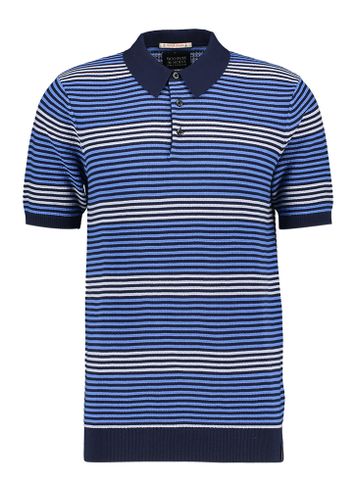 Blauwkleurige katoenen polo met strepenmotief Scotch & Soda