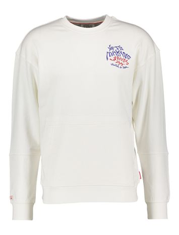 Ecru katoenen sweater met kleurrijke opdruk op de achterkant Scotch & Soda