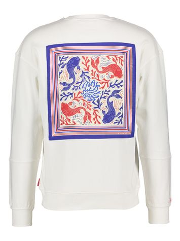 Ecru katoenen sweater met kleurrijke opdruk op de achterkant Scotch & Soda