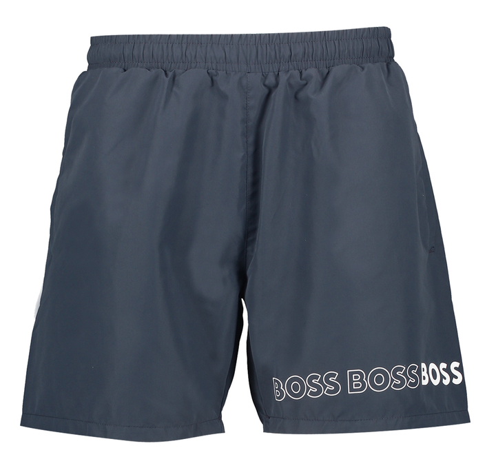 Donkerblauwe zwemshort met zakken en wit merklogo Dolphin Boss