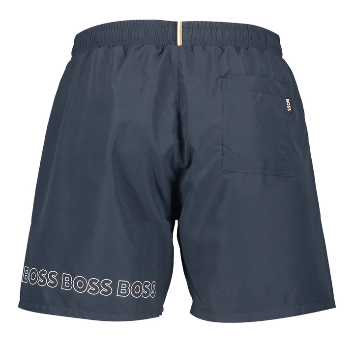 Donkerblauwe zwemshort met zakken en wit merklogo Dolphin Boss
