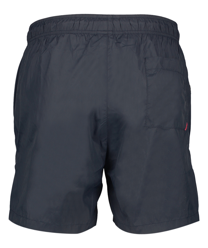 Donkerblauwe zwemshort met zakken en wit merklogo Hugo Red