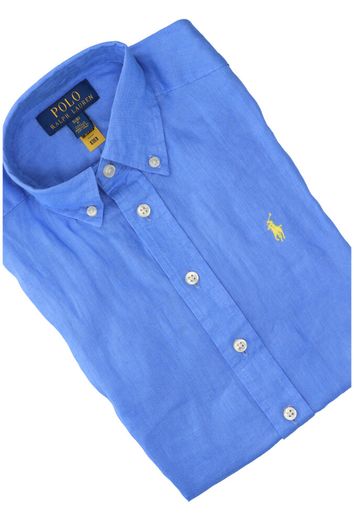 Blauw linnen hemd regular fit) met lange mouwen Ralph Lauren