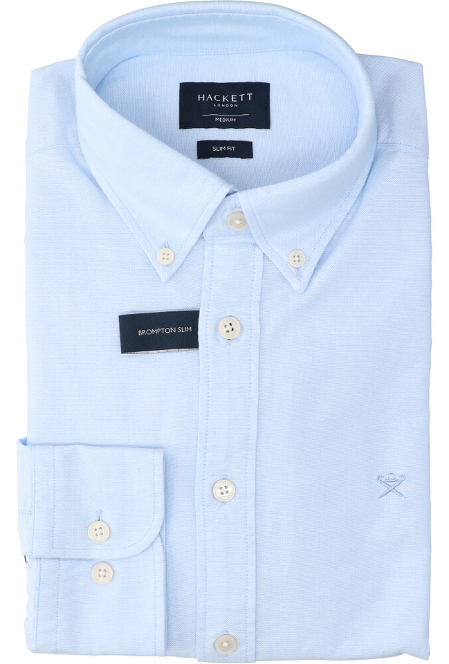 Jeansblauw hemd slim fit met lange mouwen Hackett