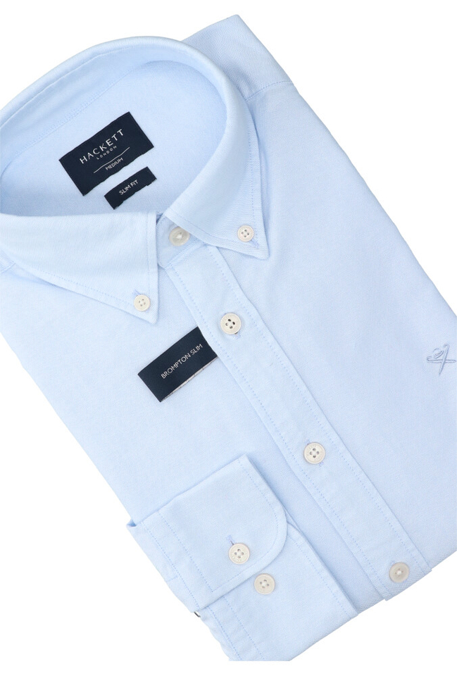 Jeansblauw hemd slim fit met lange mouwen Hackett