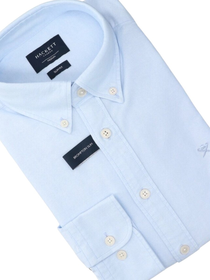 Jeansblauw hemd slim fit met lange mouwen Hackett